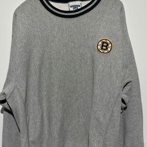 Lee Men's Gray Crossgrain Boston Bruins NHL Crew Neck Sweatshirt Size 2X